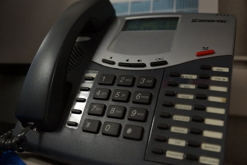 Office IP desk phone with keypad and programmable line keys